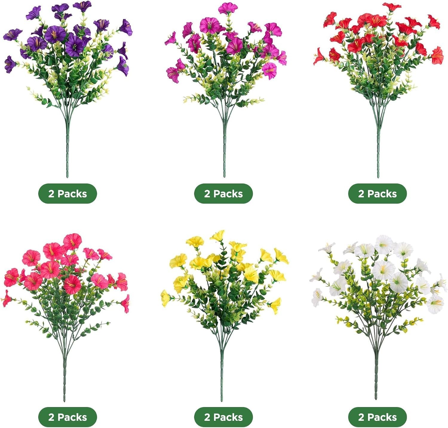 Vibrant UV-Resistant Faux Plants – 12 Bundles for Effortless Outdoor Style