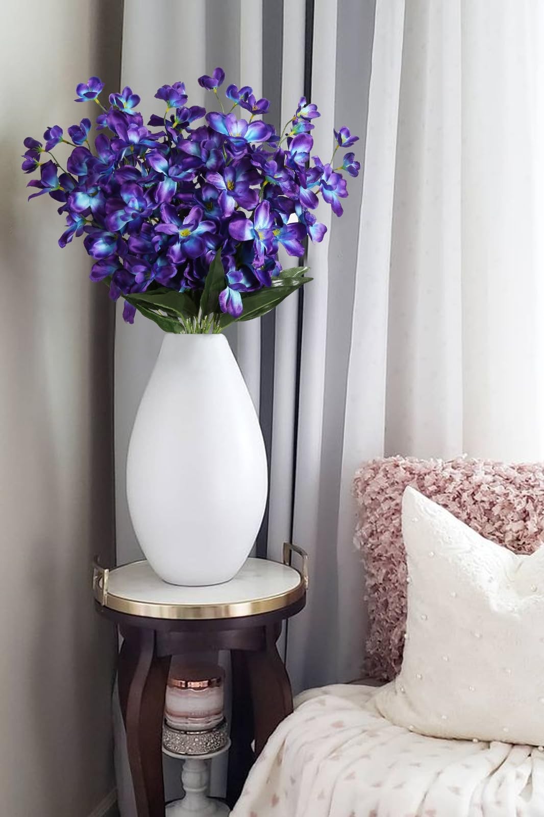 10 PCS Orchid Artificial Flowers Fake Orchid Silk Flowers 27 inches Purple Bl…