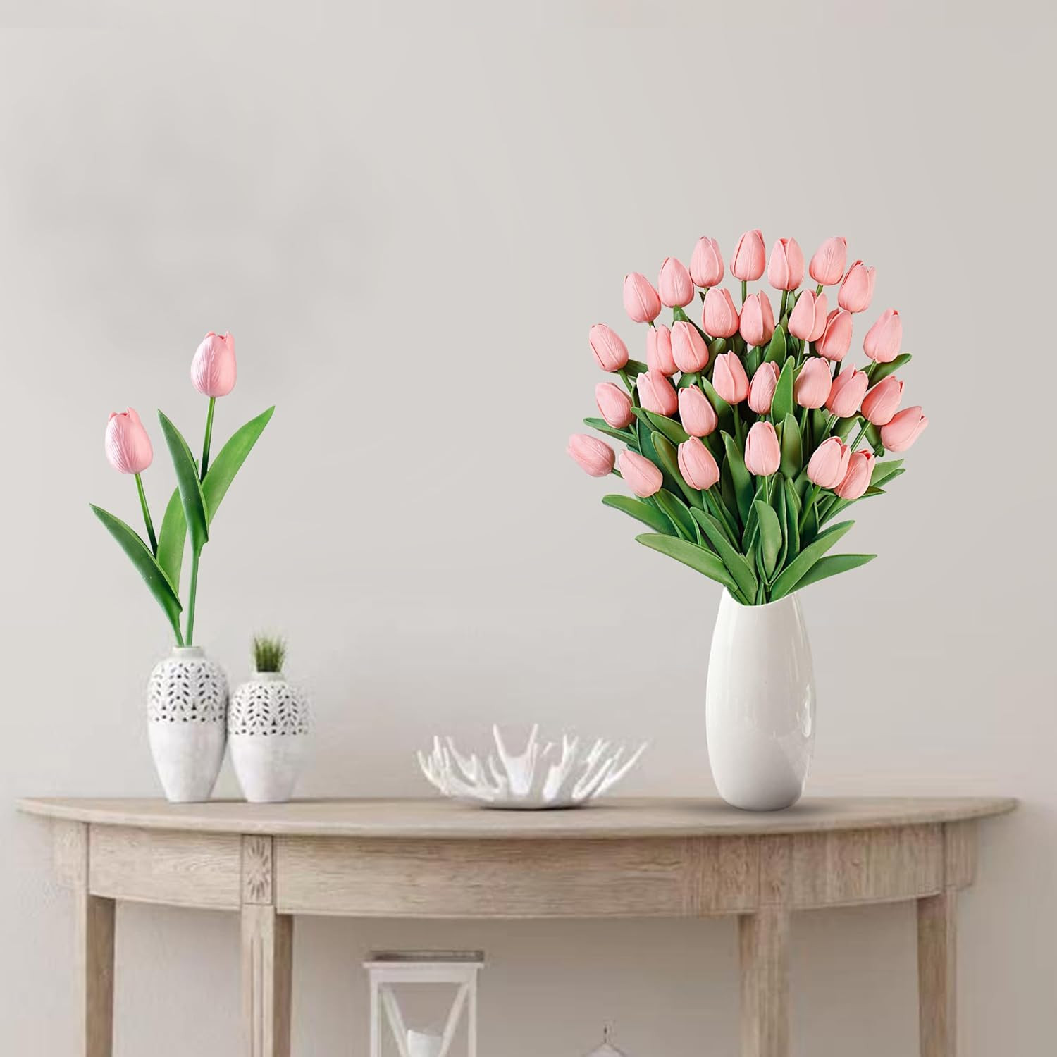 30 Pcs Fake Tulips Artificial Flowers Real Touch PU Faux Flowers Tulip Stems for