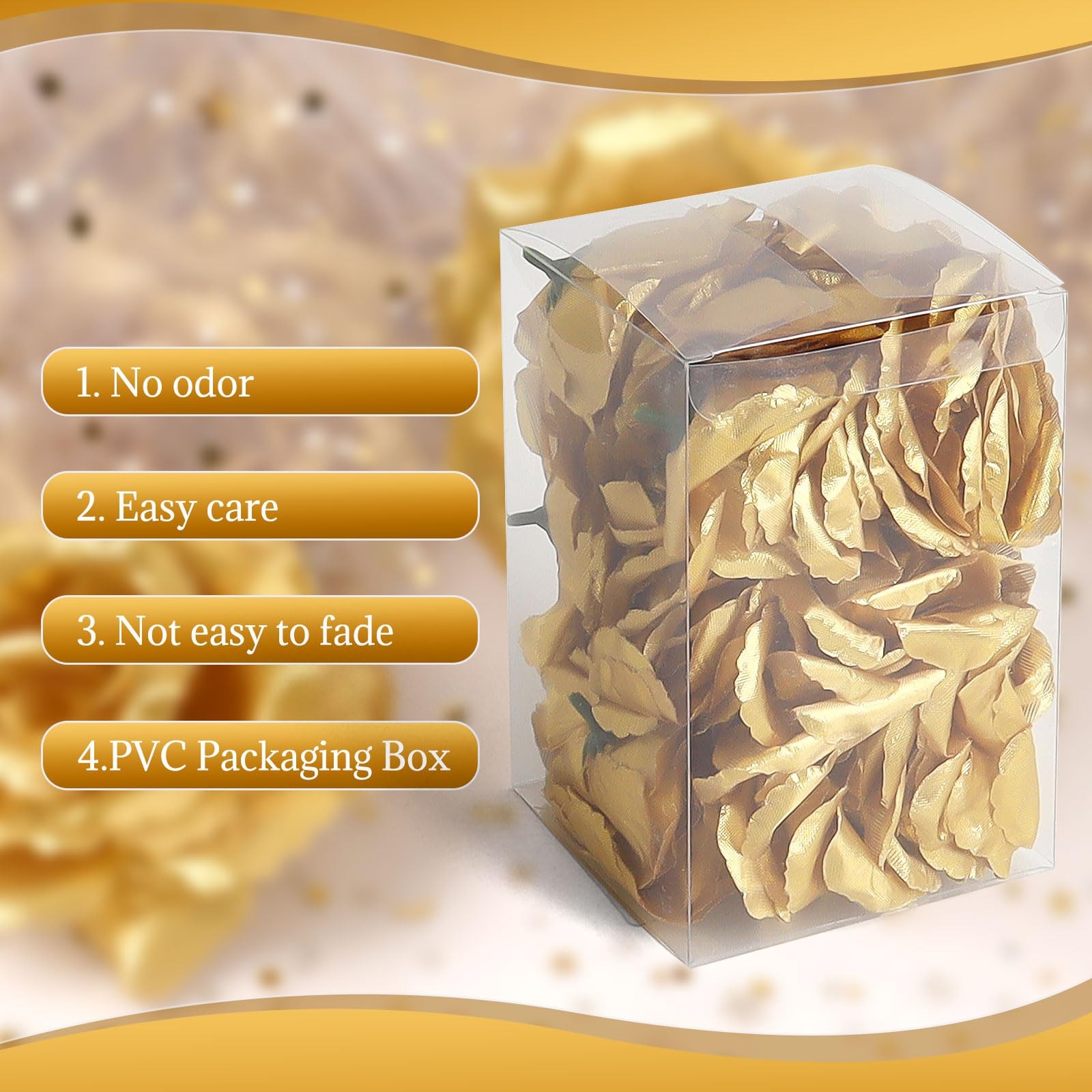 30 PCS 3 Inch Gold Artificial Silk Rose Flower Heads Fake Floral Party Decor