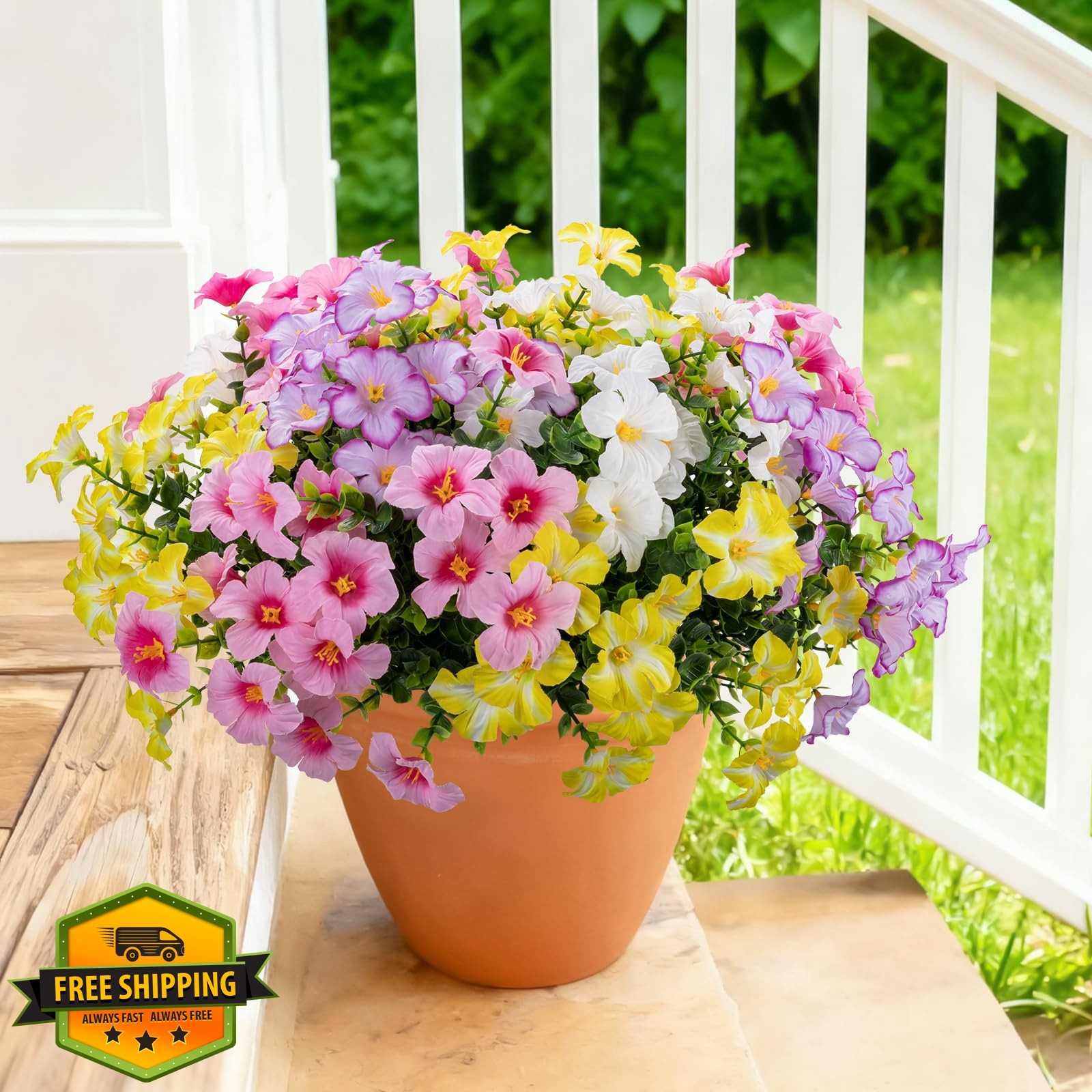 ALOXA 12 Bundles Artificial Flowers Pink, light Yellow,pink Purple,white