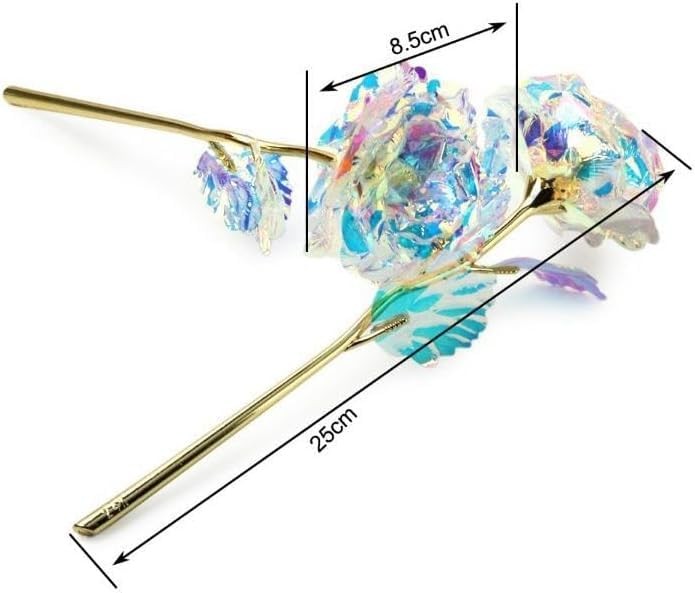 Rainbow Rose Galaxy Glass Flower, Colorful Artificial Rose, Valentine’s Day G…