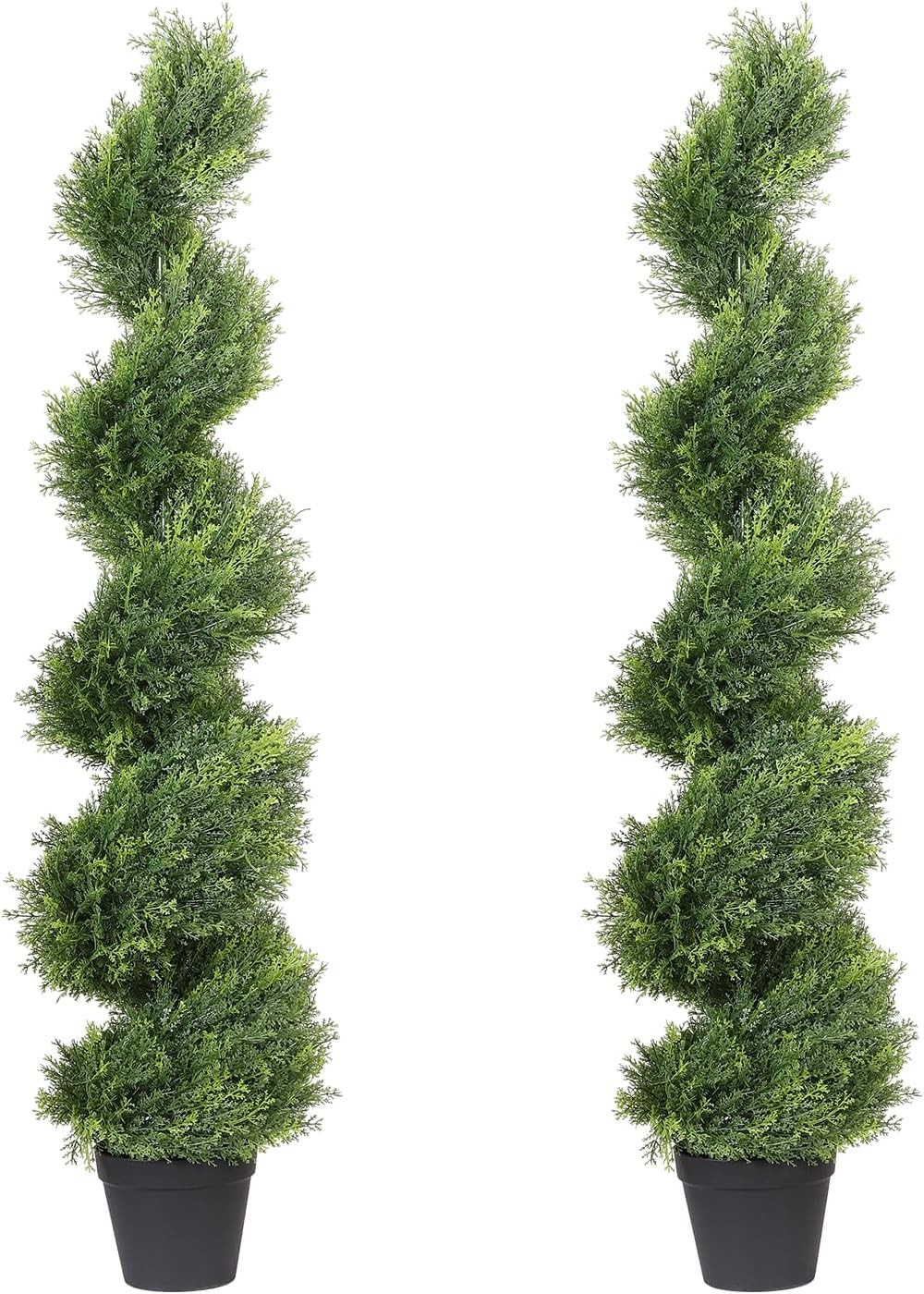 4ft Artificial Topiary Trees Set of 2 48 inch Faux Cedar Cypress Spiral Topiary