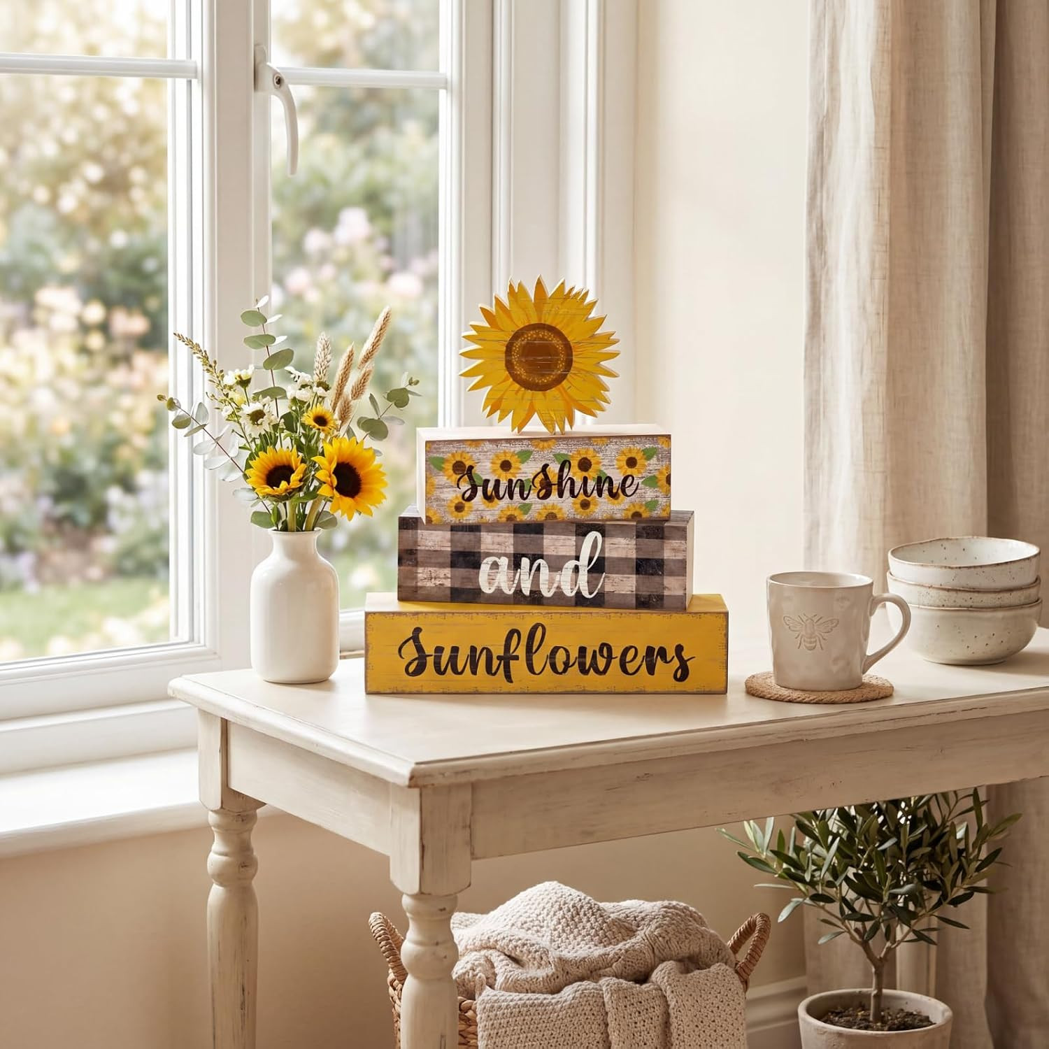 4 Pcs Summer Sunflower Decor Sunflower Centerpieces for Table Set Farmhouse Rust