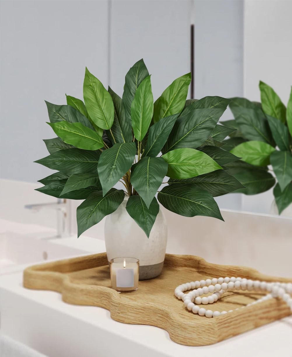 Artificial Plant Stems Zebra Leaves – 3 Pcs Fake Zebra Plant Brunches 18.5″ F…