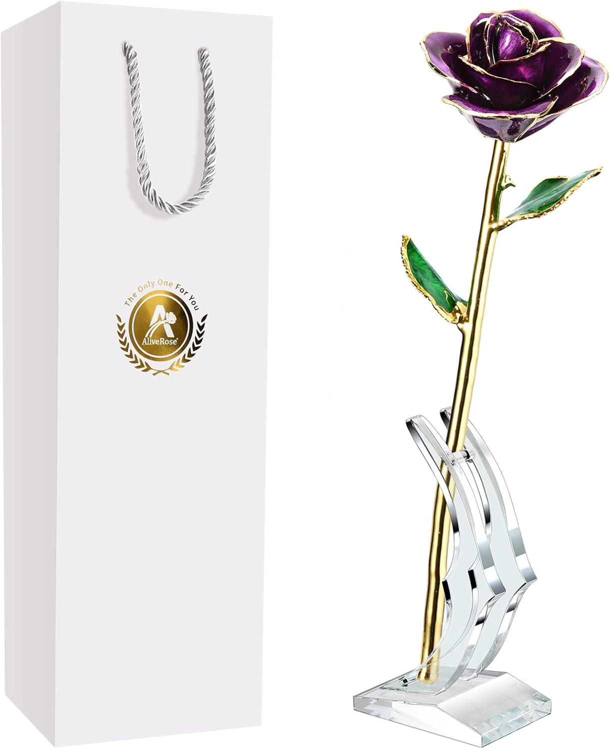 24K Gold Dipped Purple Rose – Unique Gift for Mom on Any Occasion