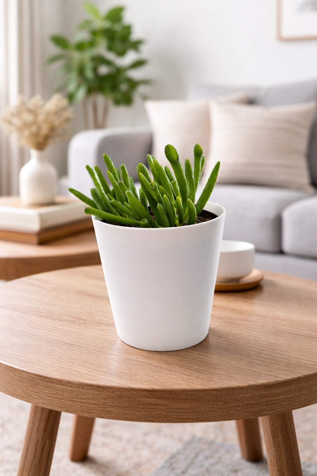 Live Gollum Jade Plant with Handmade White 4″ Pot – Real Succulent Indoor