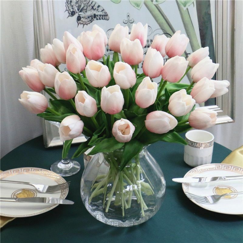 31pcs PU Mini Tulip Artificial Flower Wedding Floral Bouquet Decor NEW