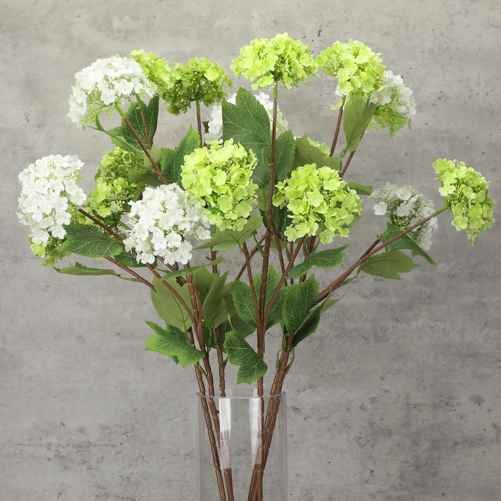 6 Pcs White and Green Hydrangea Artificial Flowers 30.3″ Faux Hydrangea Flowe…