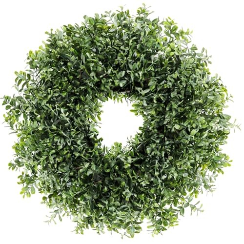 26” Large Boxwood Wreath for Front Door, Window – Artificial Boxwood Leaves