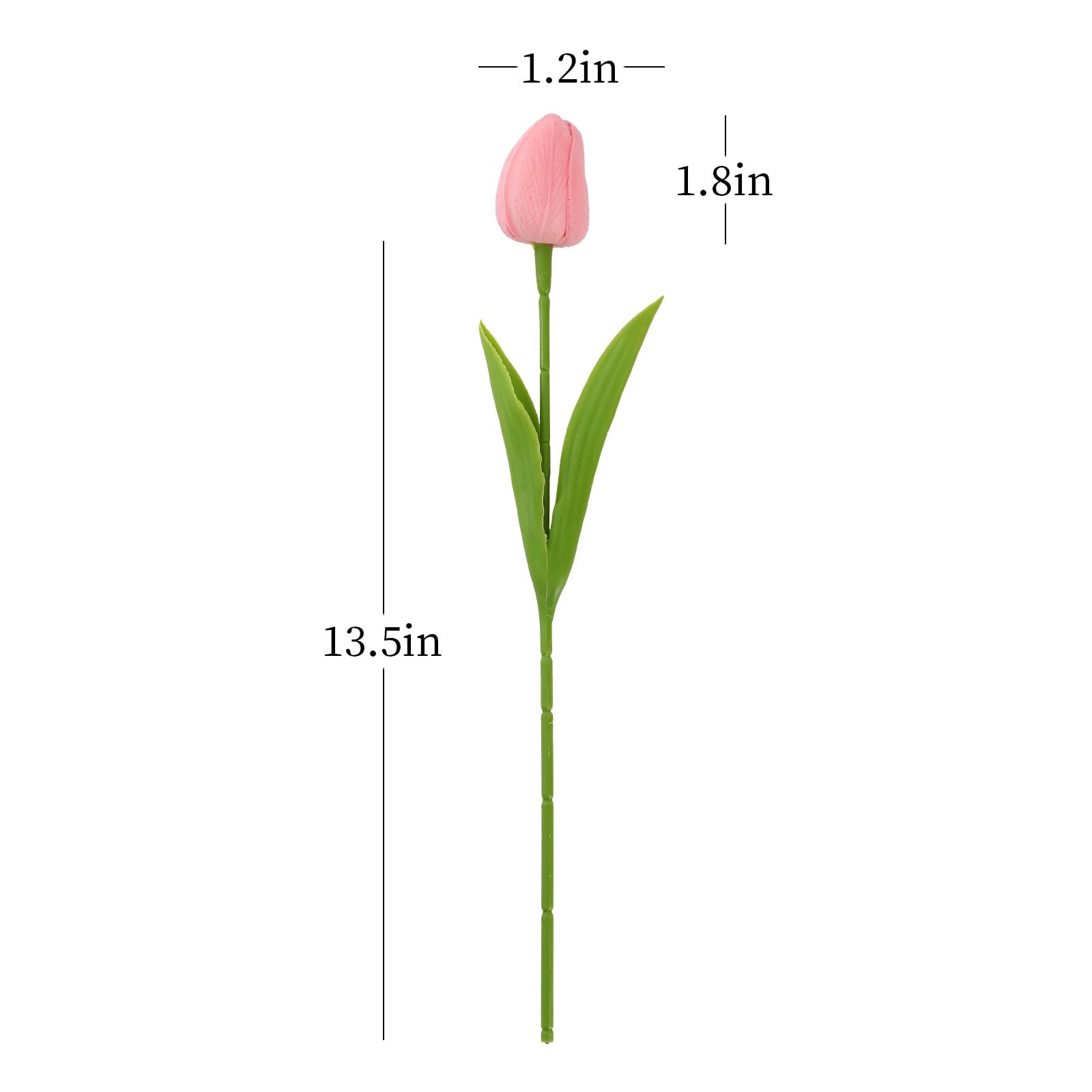 Fake Tulips, 20pcs Pink Artificial Flowers For Garden Wedding, Pink