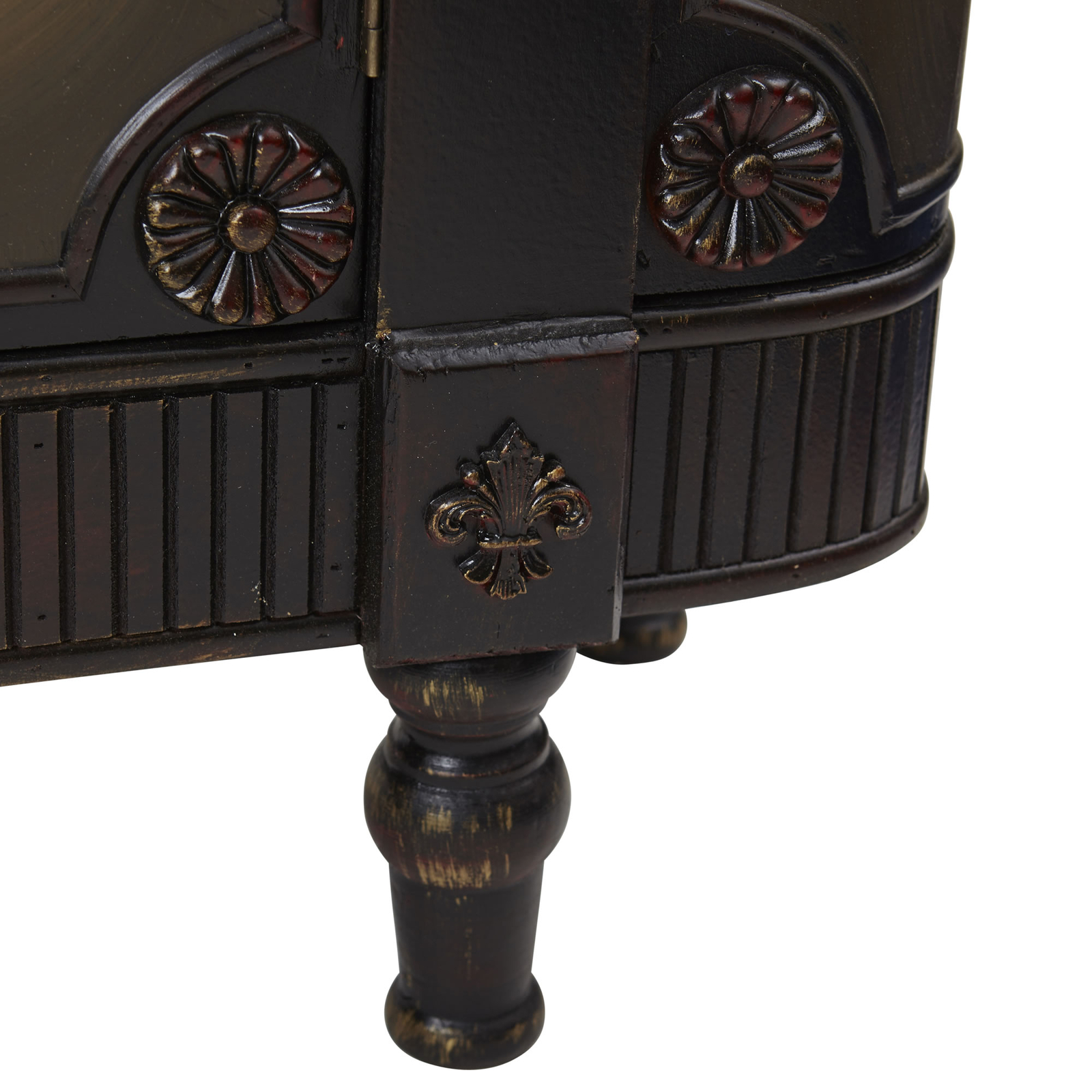 French Vintage Style Floor Cabinet 4 Door Storage 28 Tall Brown