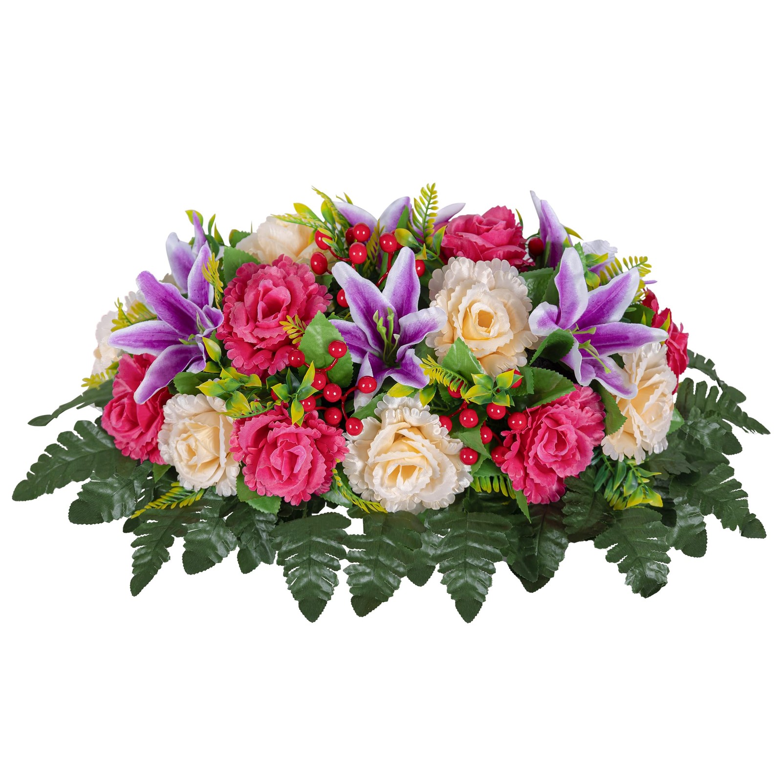 Cemetery Headstone Flower Saddle -Outdoor Grave Decorations ,Mixed of Artificial