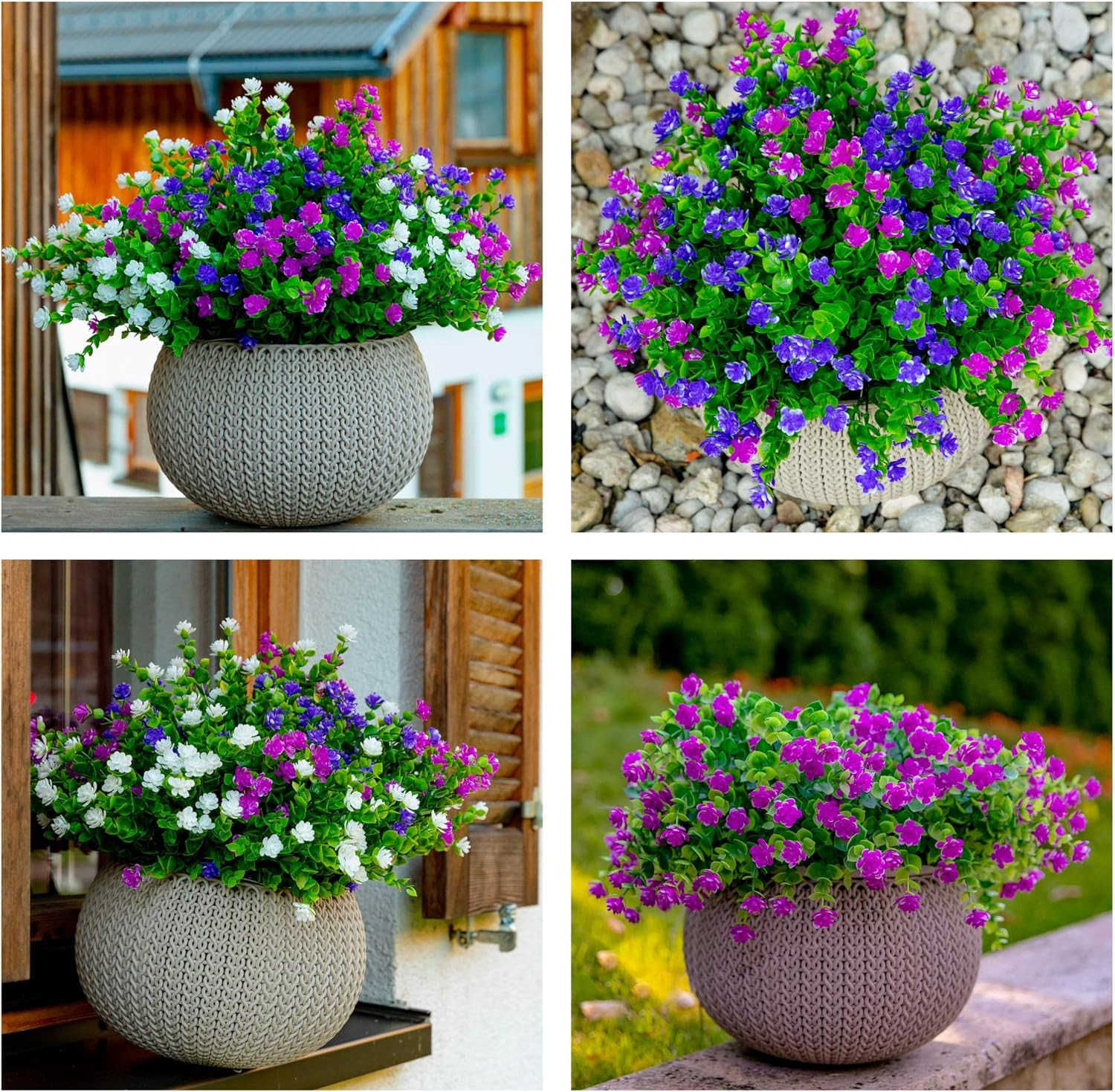 Artificial Flowers Outdoor Fake Plants – 12 Bundles UV Resistant No Fade Faux Pl