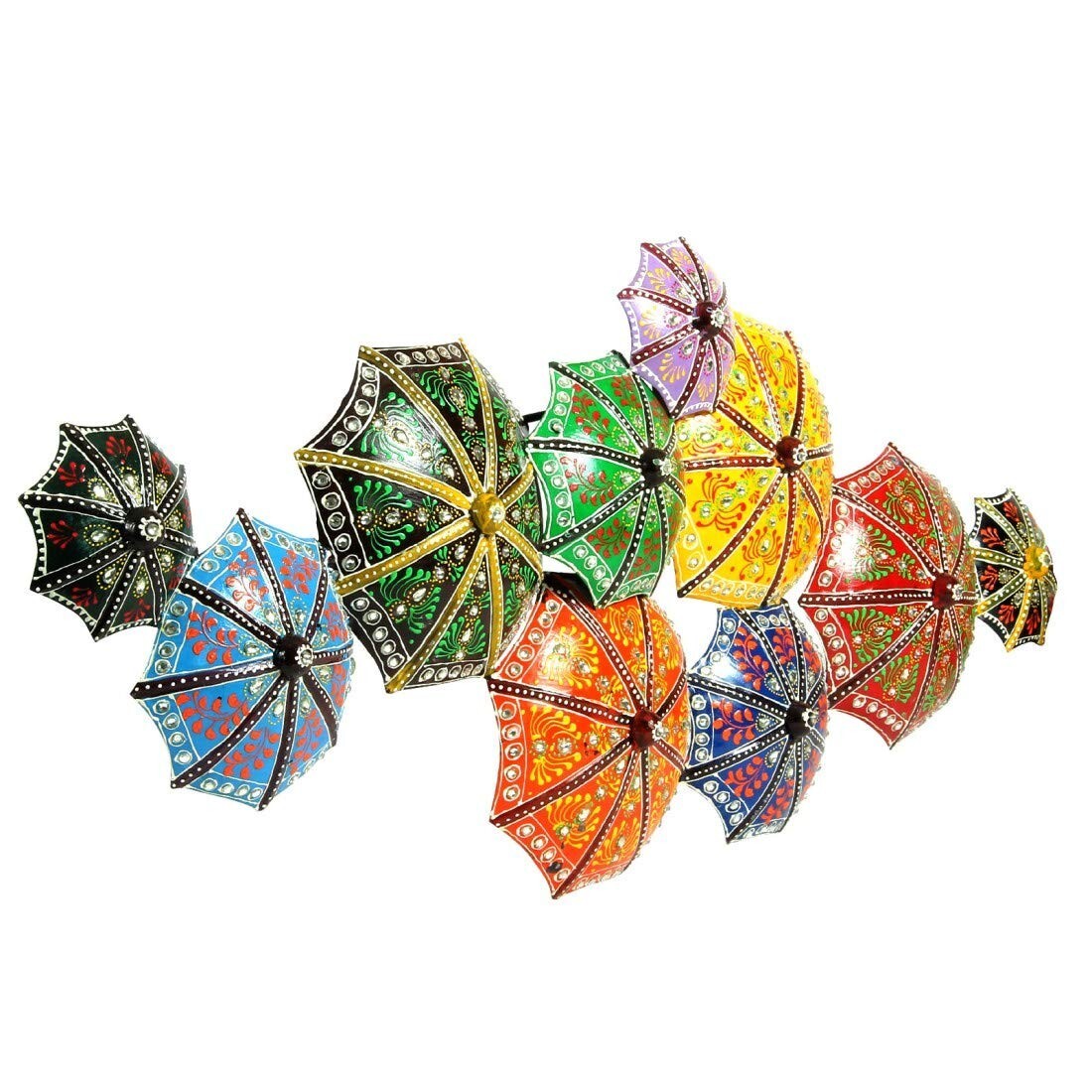 Handicrafts Paradise Wrought Iron Umbrella Wall Decor (Multicolour, 32 x 13 Inch