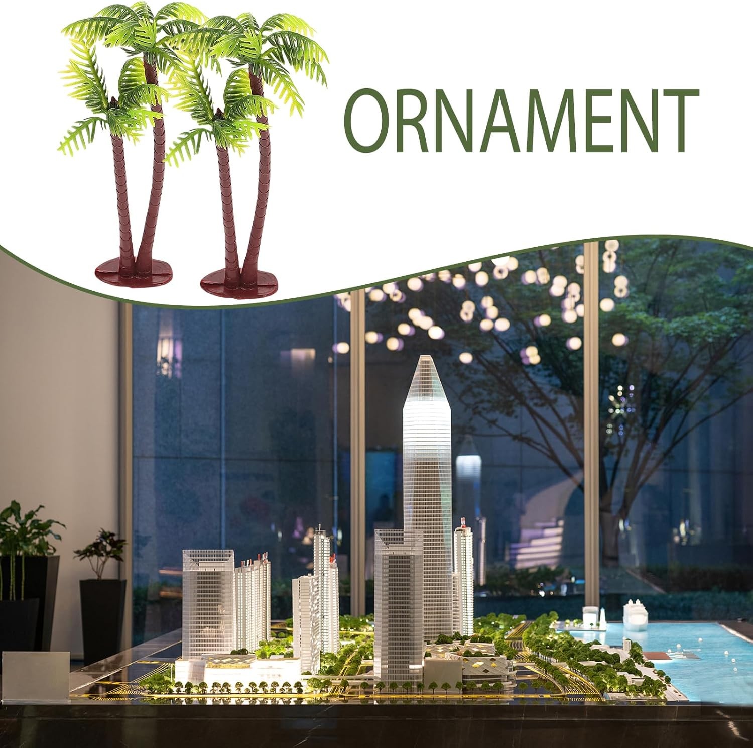 Amosfun 5Pcs Plastic Coconut Palm Model Trees Artificial As Shown