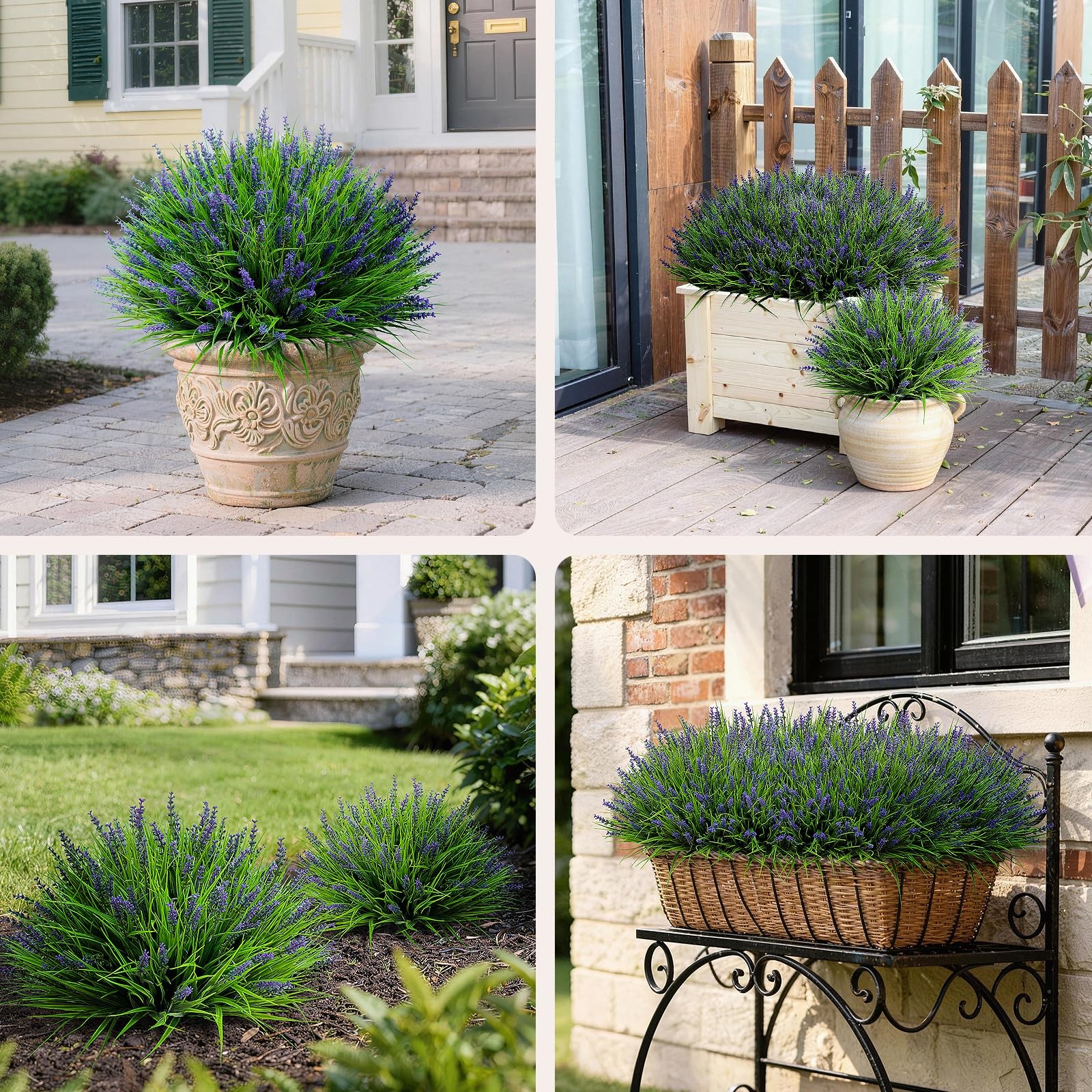 Artificial Plants Outdoor Fake Monkey Grass with Flowers for Pot UV Resistant…