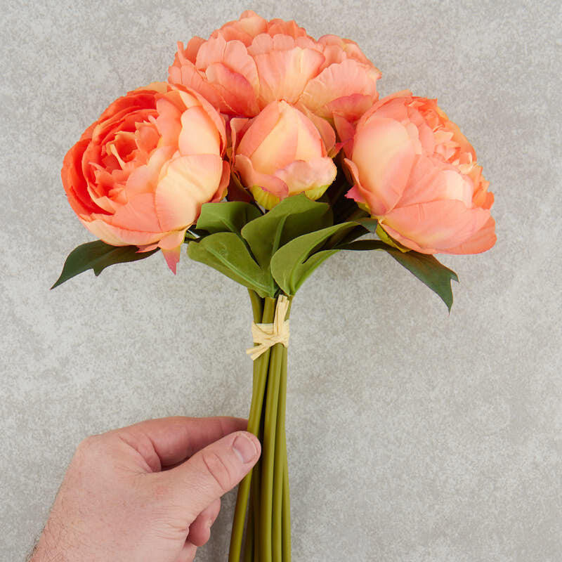 11″ Artificial Peach Peony Bouquet for Home Decor, Crafting and Displaying