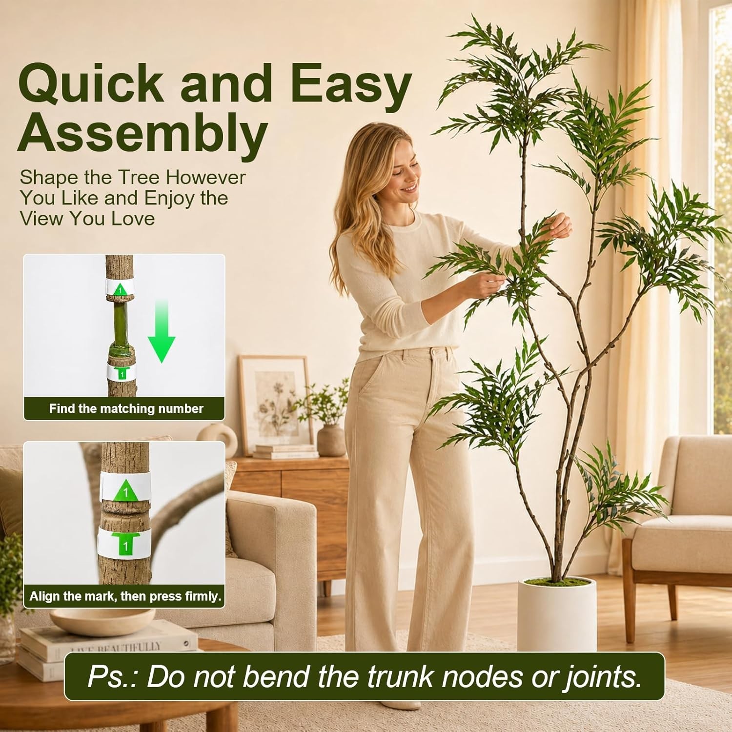 6FT Artificial Mahonia Fortunei Tree, Real-Touch Leatherleaf Faux Tree with D…