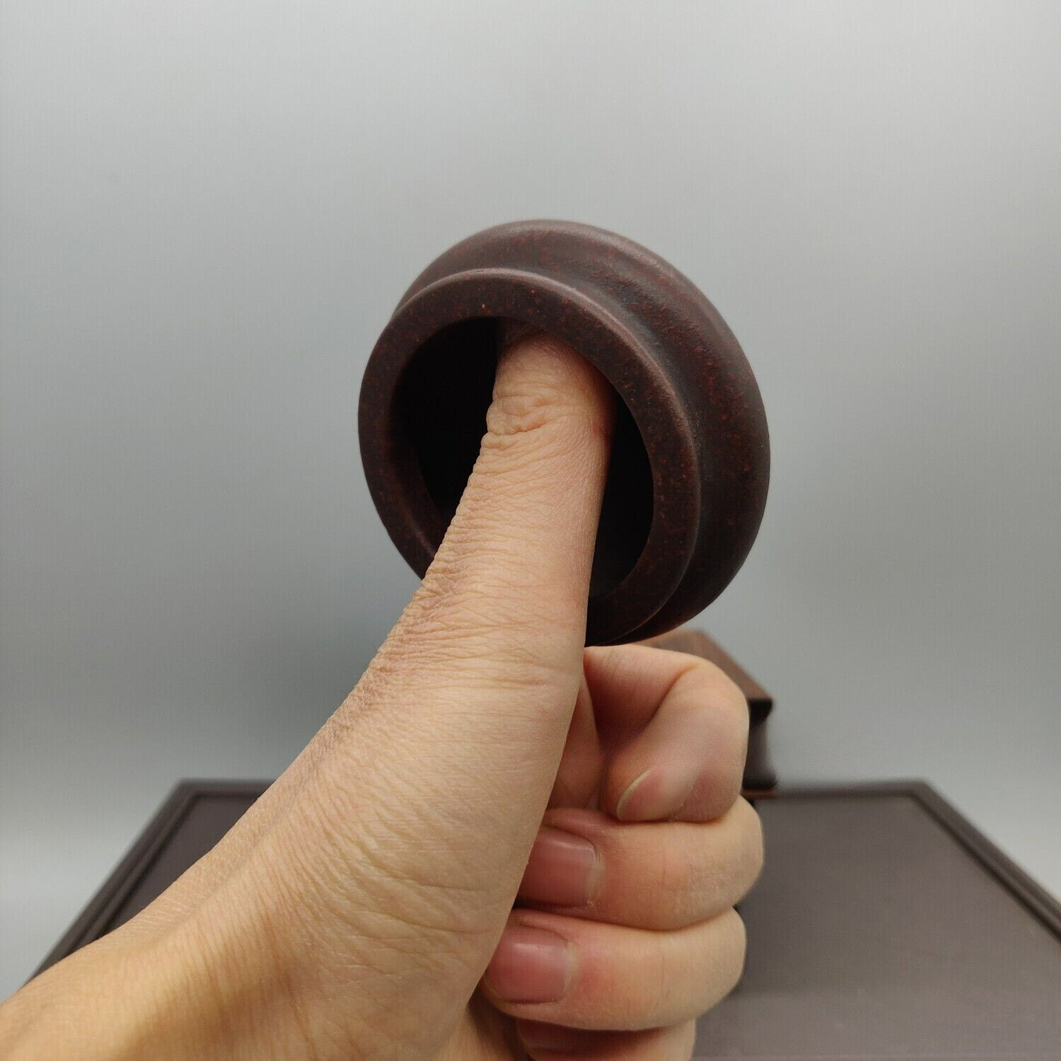 Dark Red Round Chinese Yixing Zisha Mame Bonsai Pot 2.25”x2.25”x1”