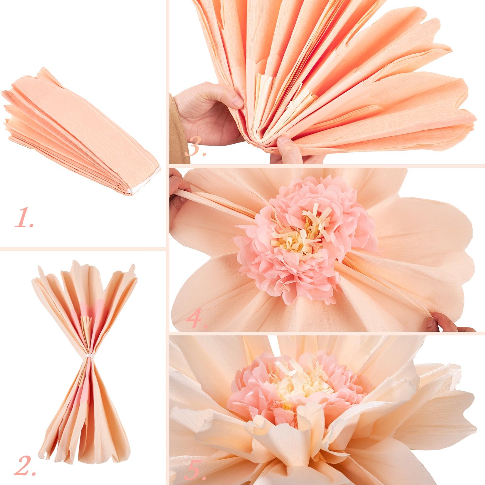 4 PCS 20″ Sage Green Giant Paper Flowers Large Crepe Paper Tissue Flowers Art…