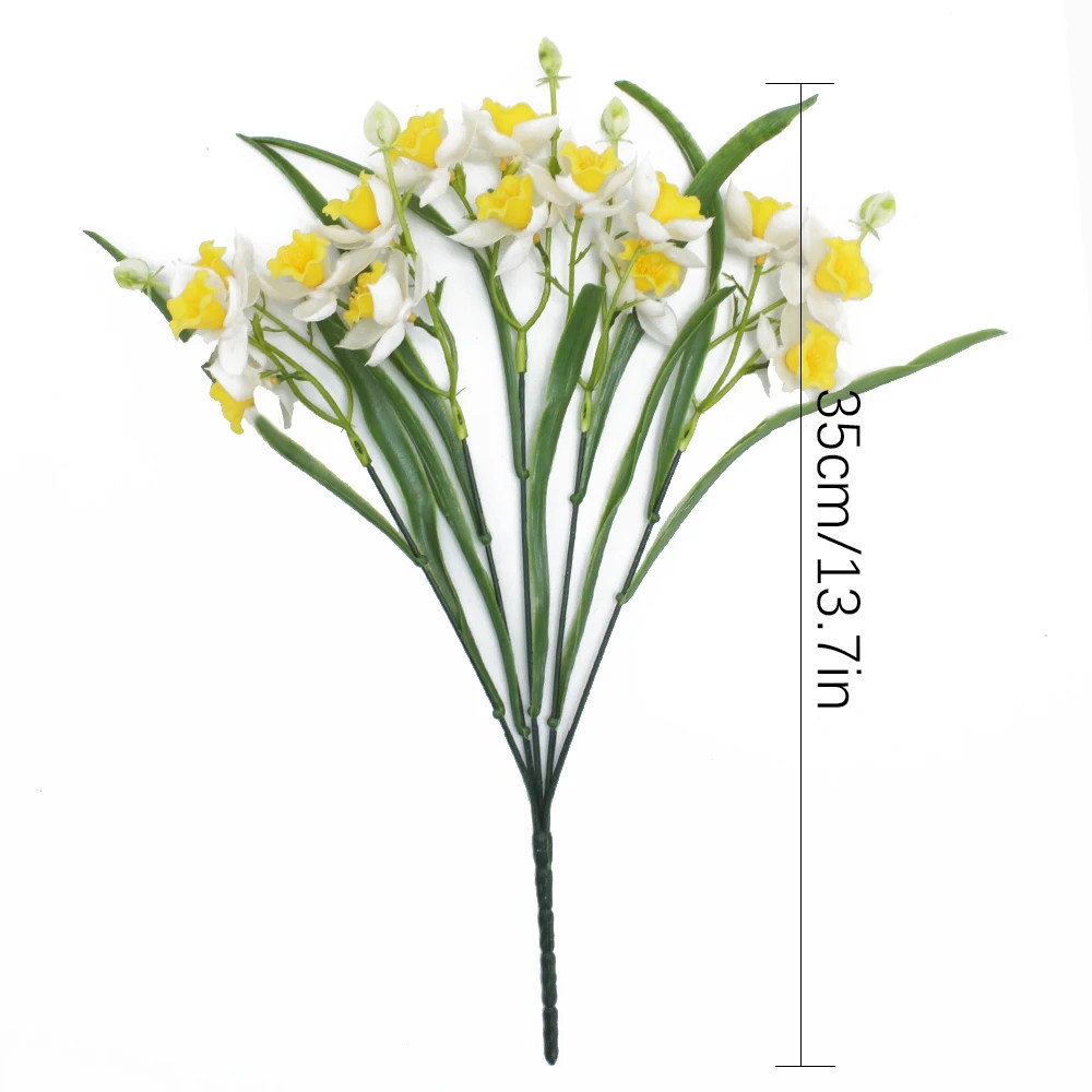 2 Bundles 30 Heads Artificial Daffodils Spring Flowers Soft Plastic Fake Flower