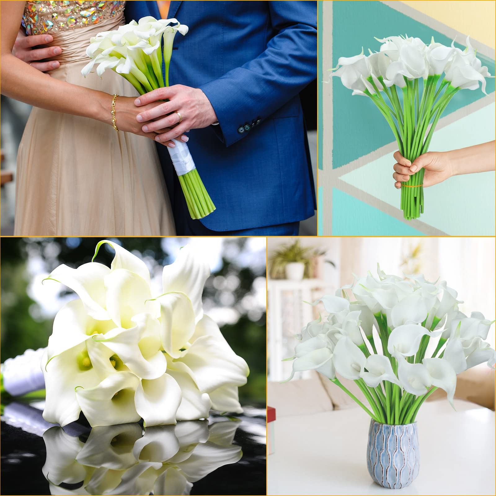 60 Pcs Artificial Calla Lily Flowers Bulk Realistic Silk Calla Lilies Bouquet…