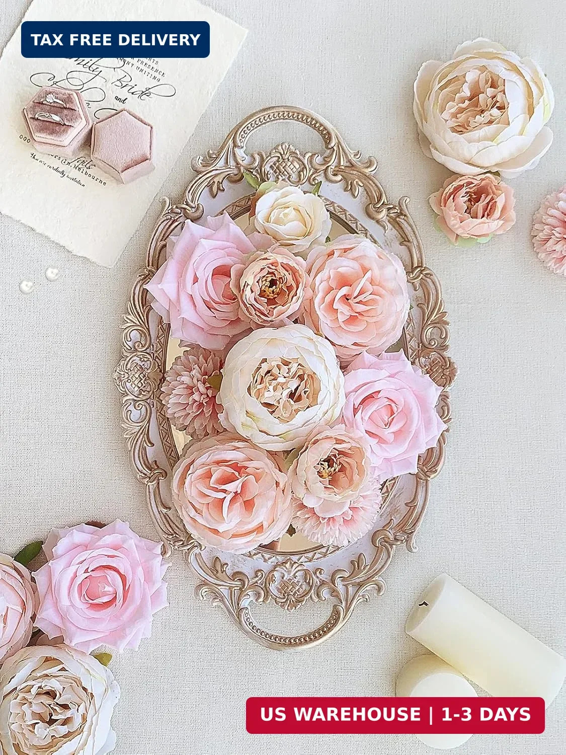 FACINOC Peonies Artificial Flowers Pink Silk Roses Bulk for DIY Wedding Bouquet
