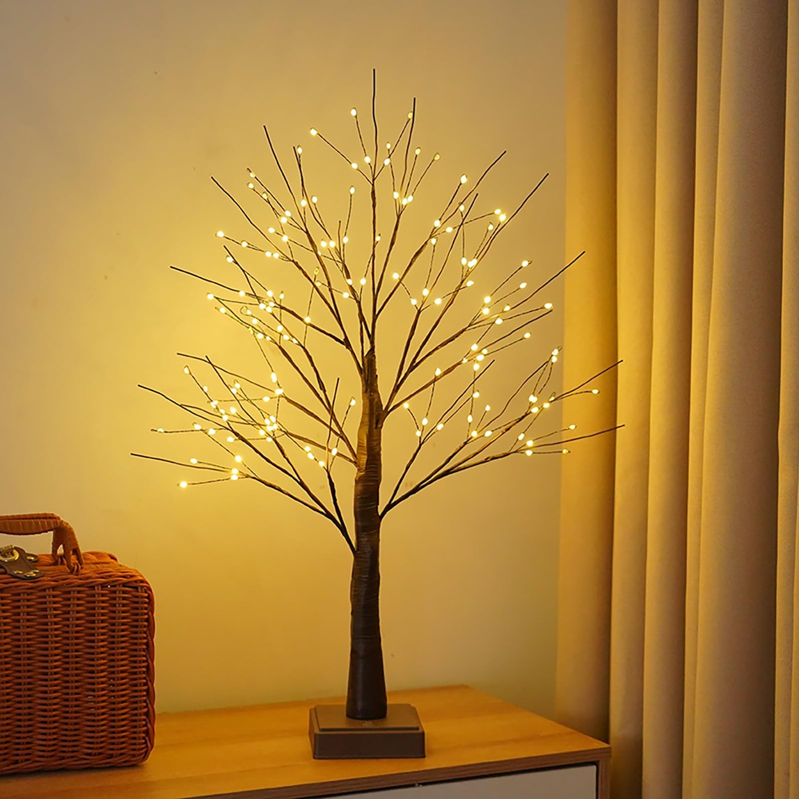 144 LED Artificial Tree Lamp with Timer, DIY Birch Trees with LED Lights, Lig…
