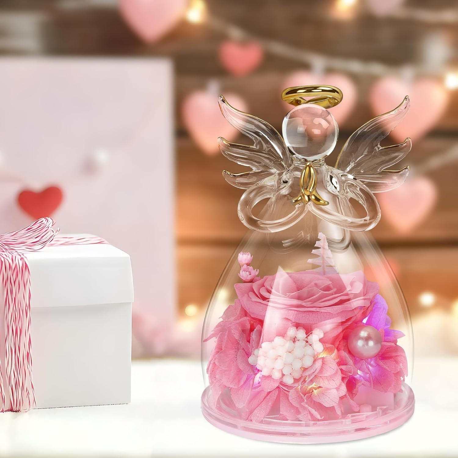 Heartfelt Angel Rose Gifts – Light-Up Glass Figurines for Women, Moms, & Sisters