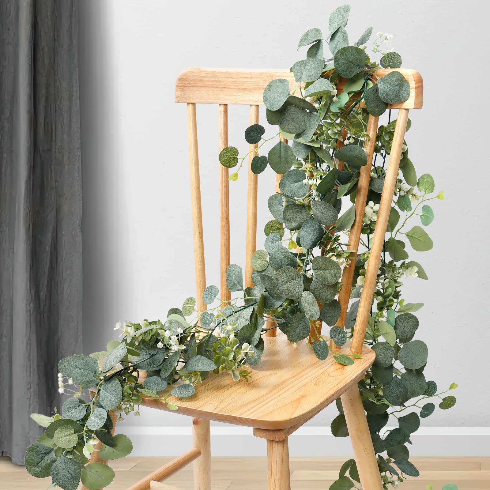 4 PCS Artificial Eucalyptus Garland 5.9FT Faux Silver Dollar Greenery Garland…