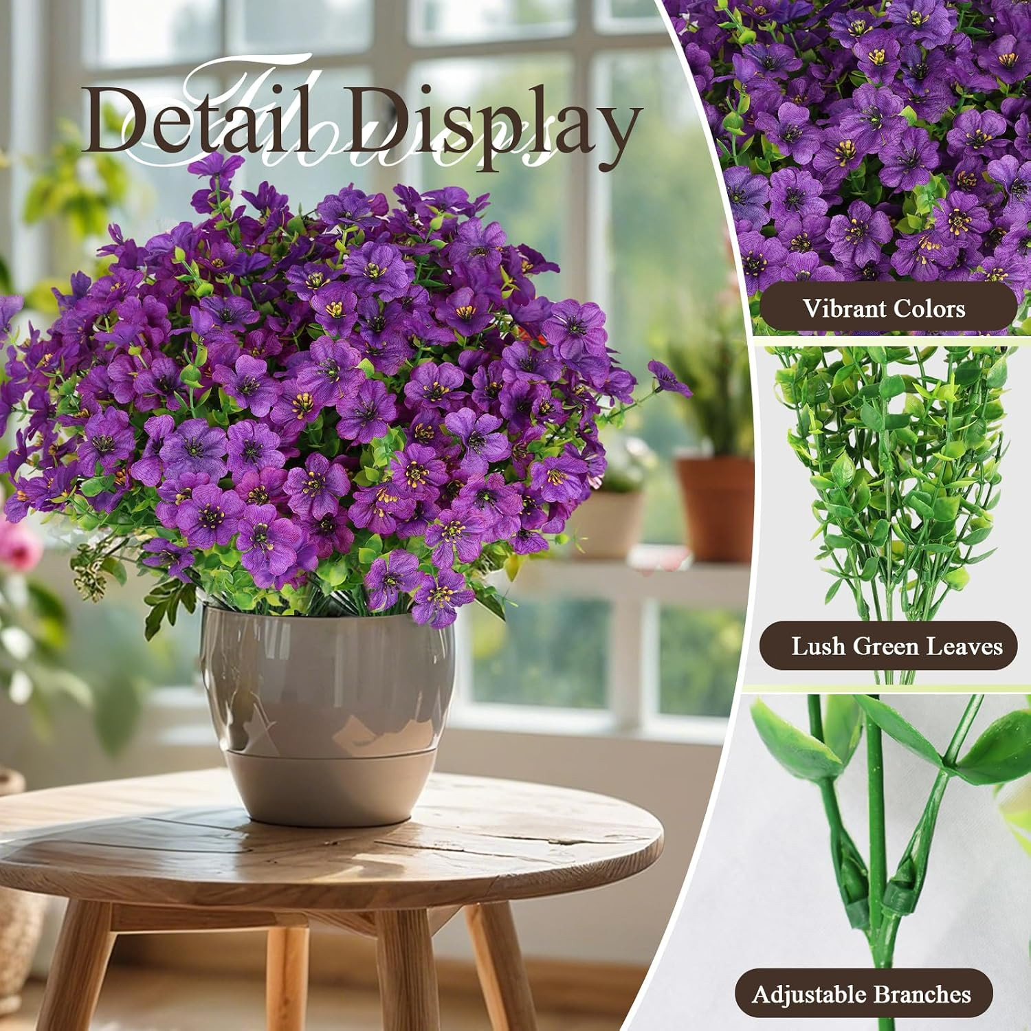 ICEROYCE Artificial Flowers for Outdoors, 16 Bundles UV Resistant Fake Outdoor F