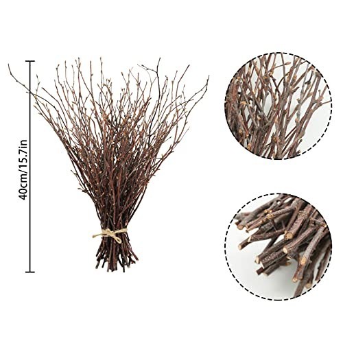 50PCS 17″ Natural Dried Birch Twigs – Decorative Branches for DIY Crafts, Vases