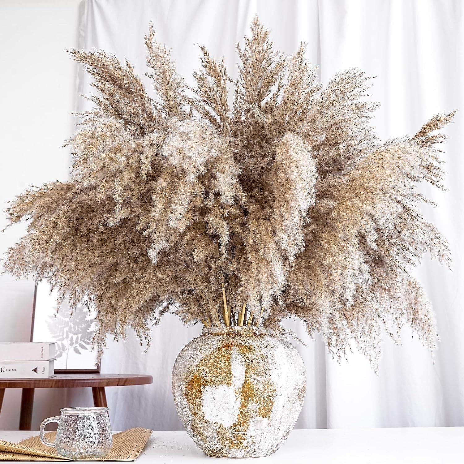 40 PCS Dried Pampas Grass Decor – Stylish Floor Vase Fillers & Wedding Accents