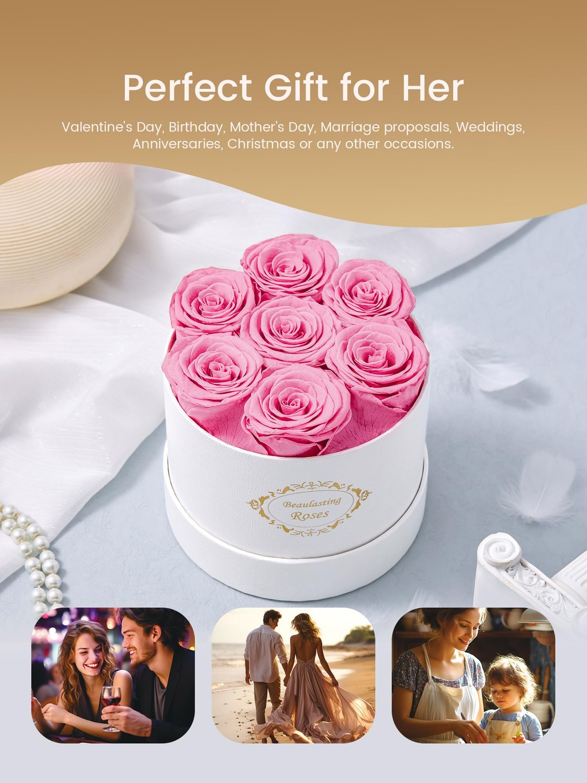 Preserved Roses Gift Box Long Lasting Flower Arrangement Pink