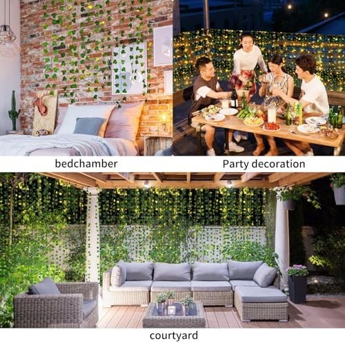 Fake Vines for Room Decor(12 Pack 84 FT),with CE Certified 80 LED String Lights,