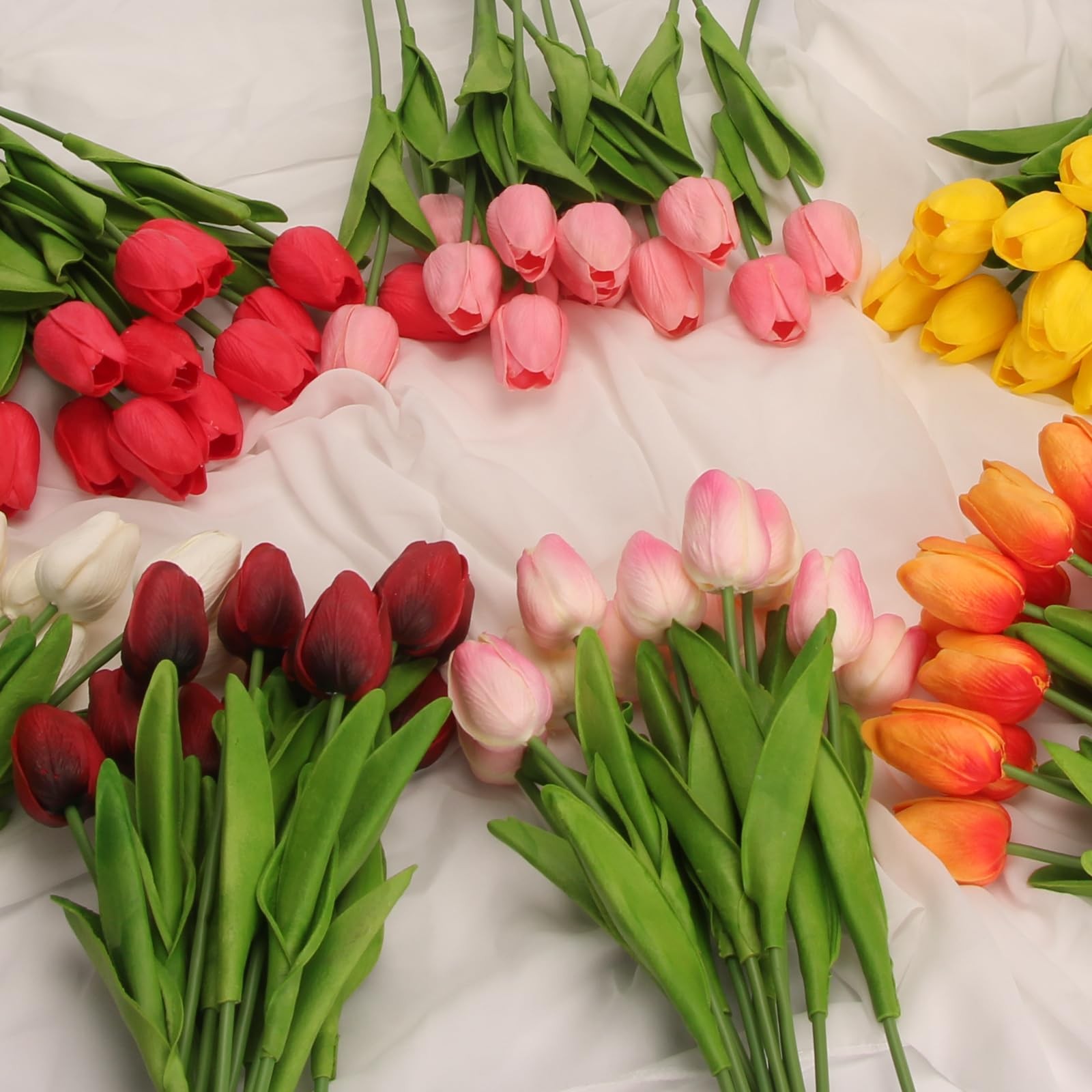 Mix Color Tulips Artificial Flowers Soft Latex Spring Summer 20 PCS Set