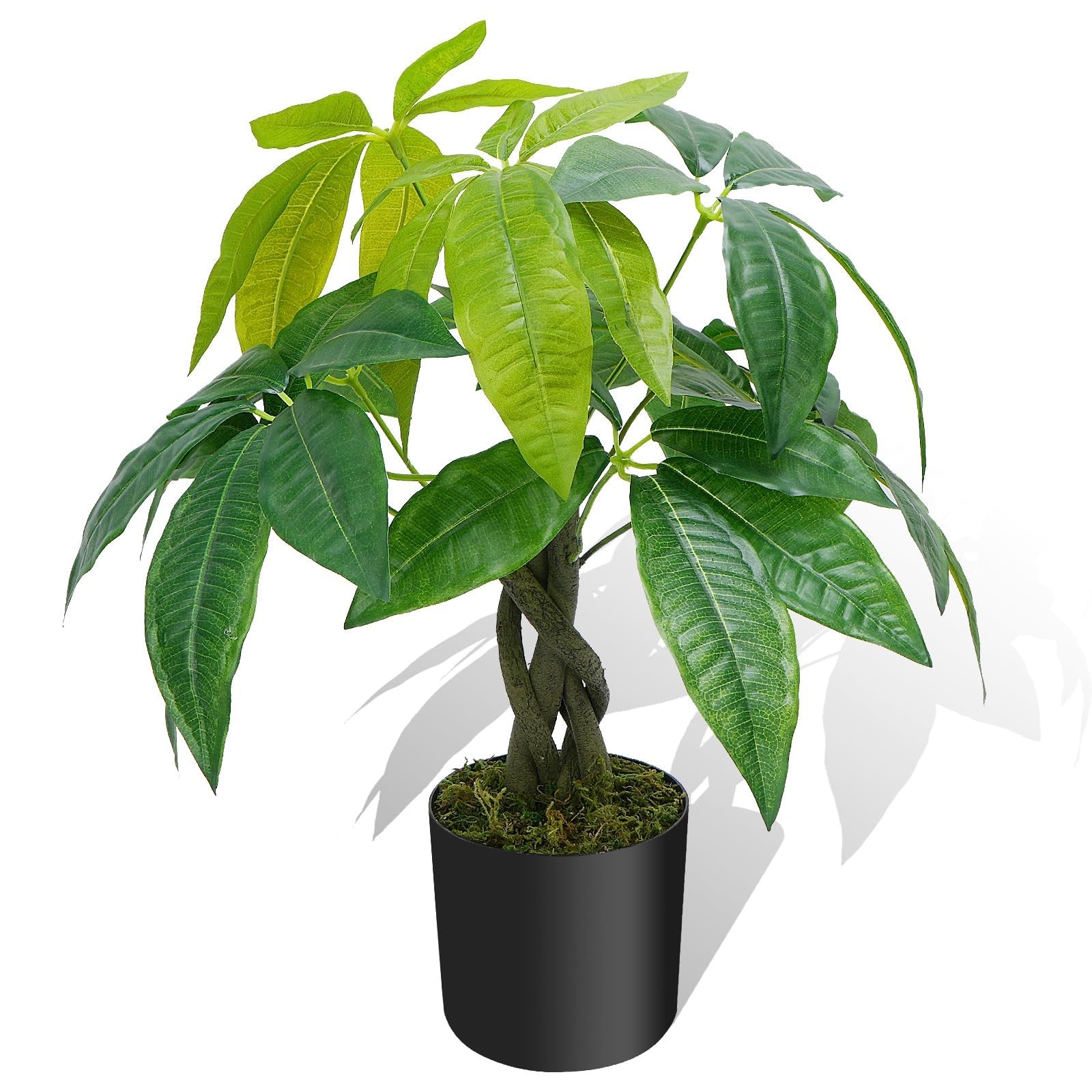 18 Inch Money Tree Faux Table Top Small Artificial Fake Potted Plants Indoor