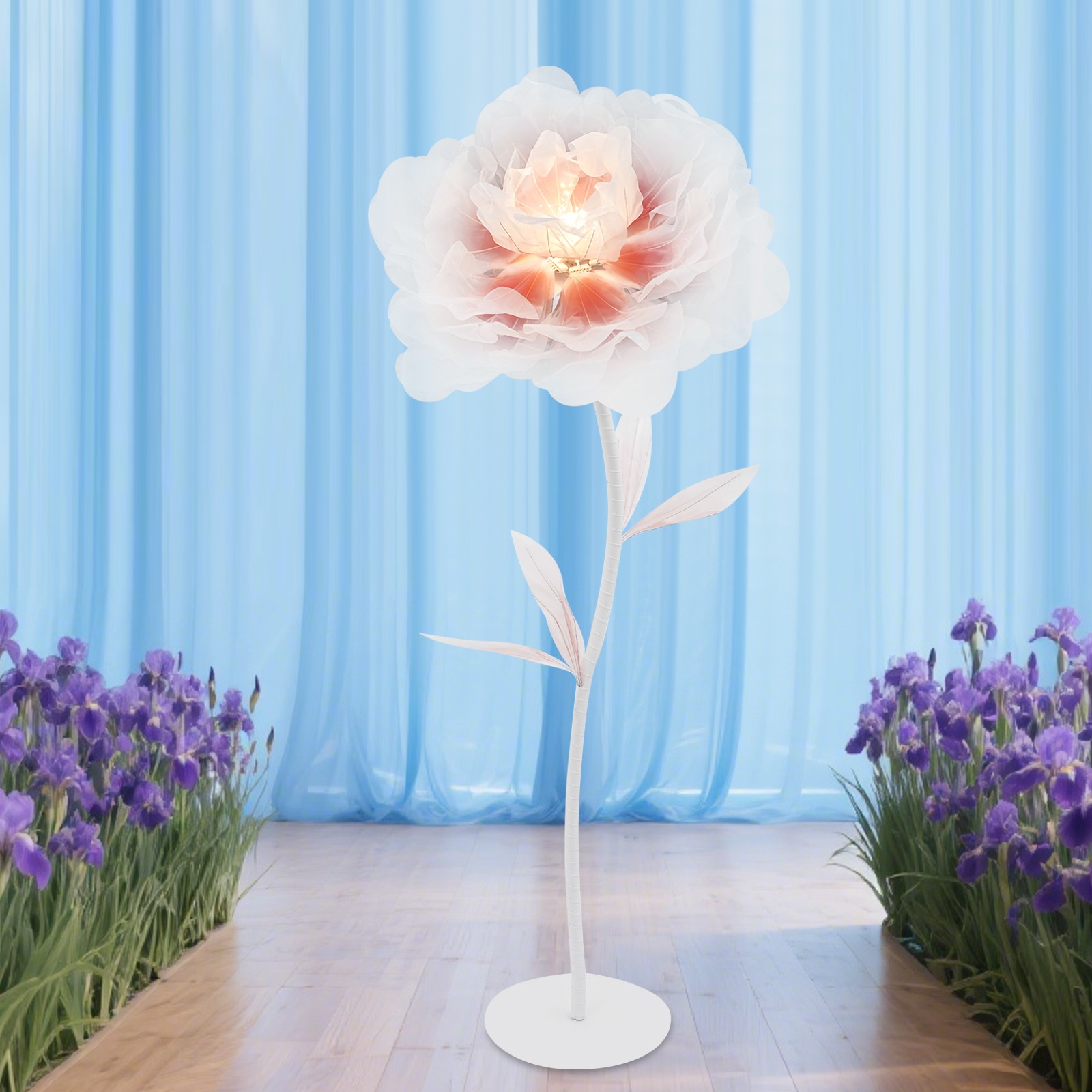 Flower Decoration W/ Light Large Electric Auto-Open Artificial Flower for Party