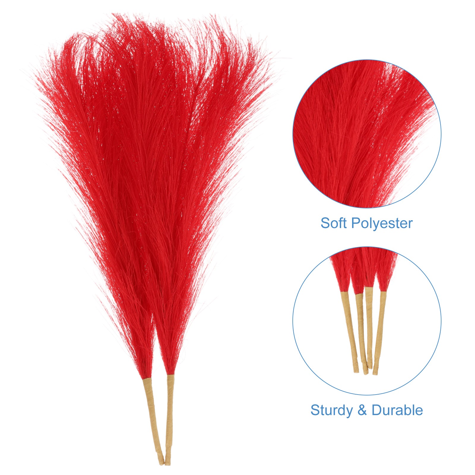 2pcs Faux Pampas Grass 17 Inch 10 Stem Artificial Grass for Decor Red