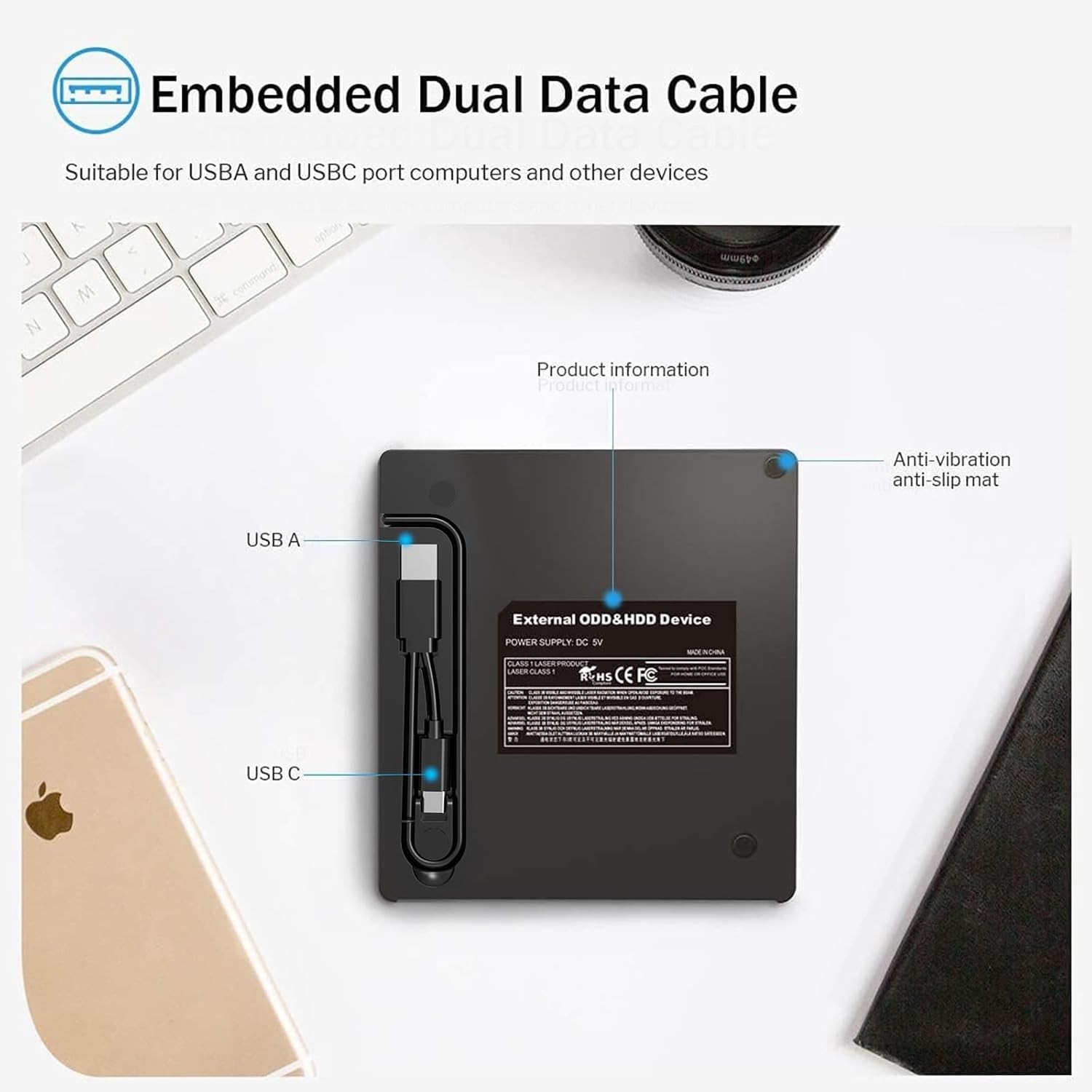 External DVD Drive, CD Drive USB 3.0 Typle C CD/DVD ROM +/-RW Adapt…