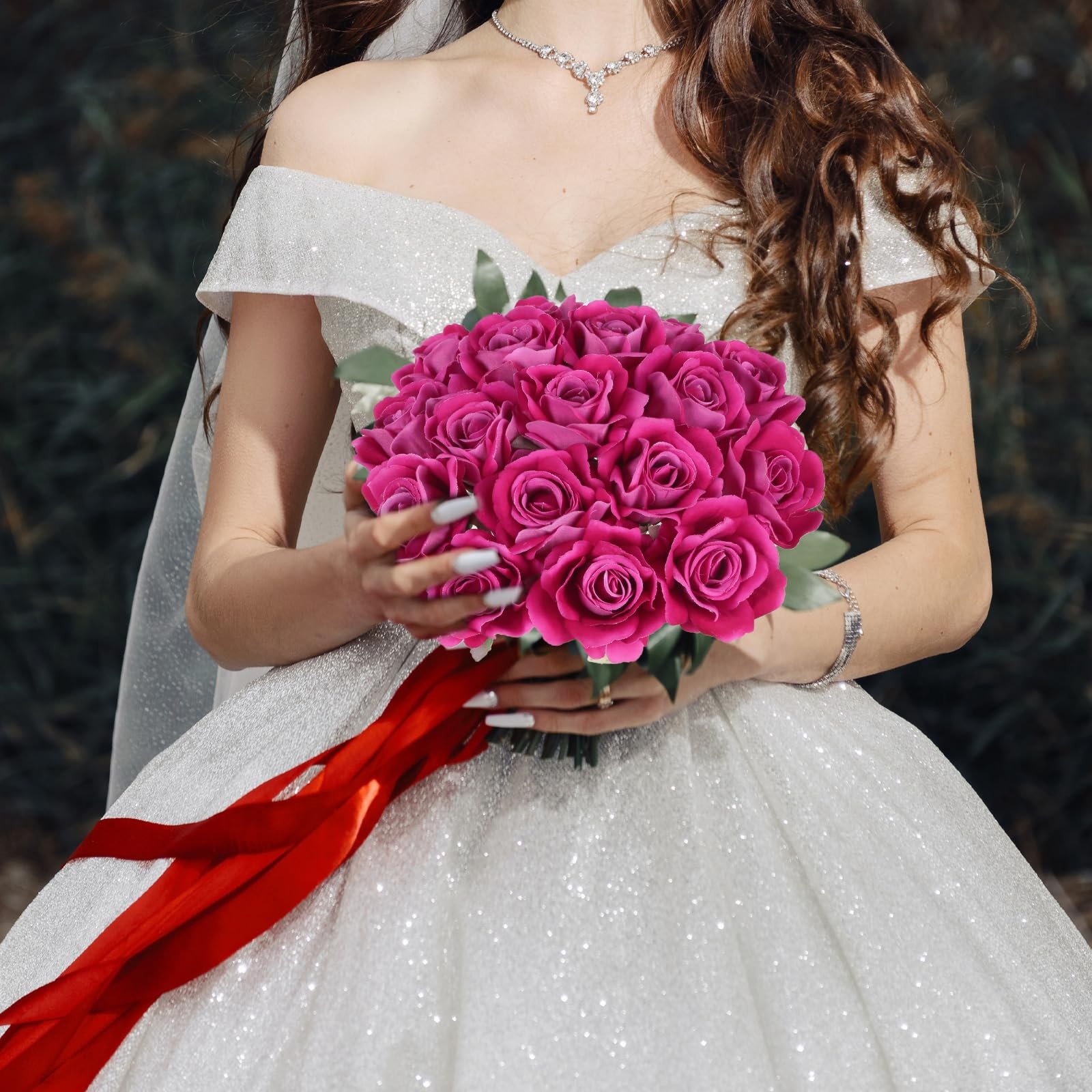 25pcs Rose Red Artificial Flowers 2.75in 2.75in Real Touch Velvet Roses Faux …