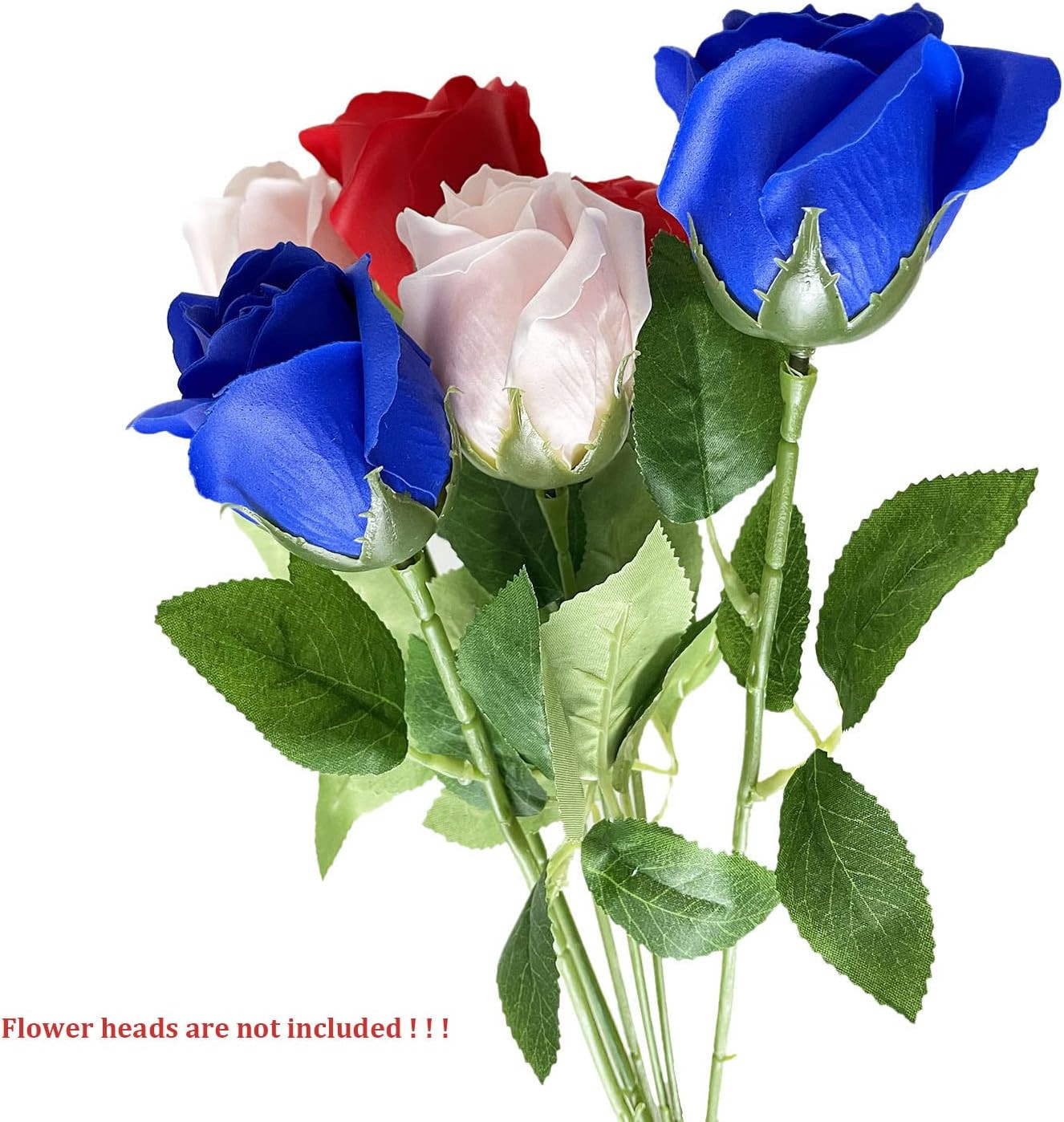 50Pcs Floral Wire Stem with Leaves Artificial Plastic Rose Floral Wire Stems DIY