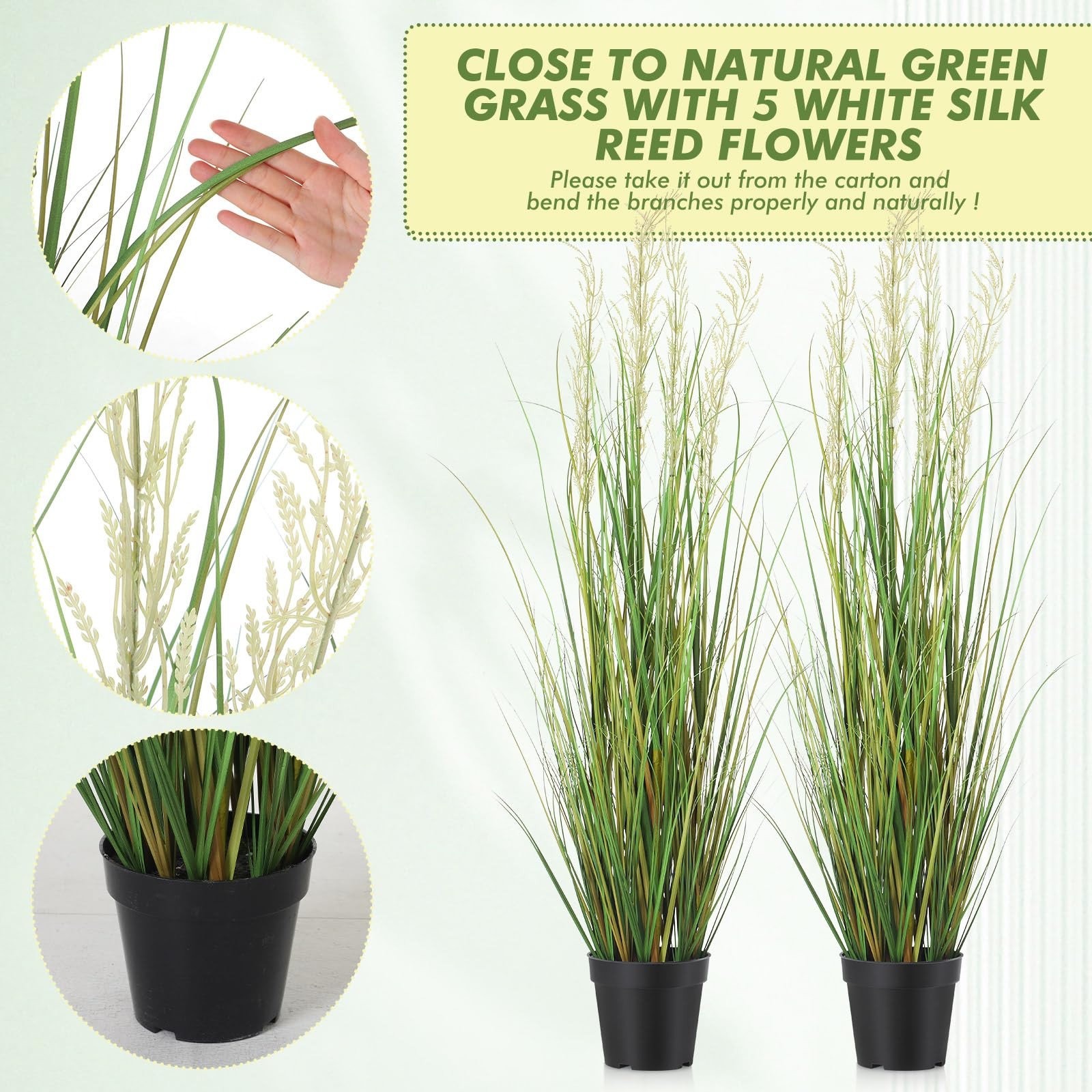 4 Pcs 4 ft Tall Artificial Grass Plant Potted Artificial Greenery Floor Plant…