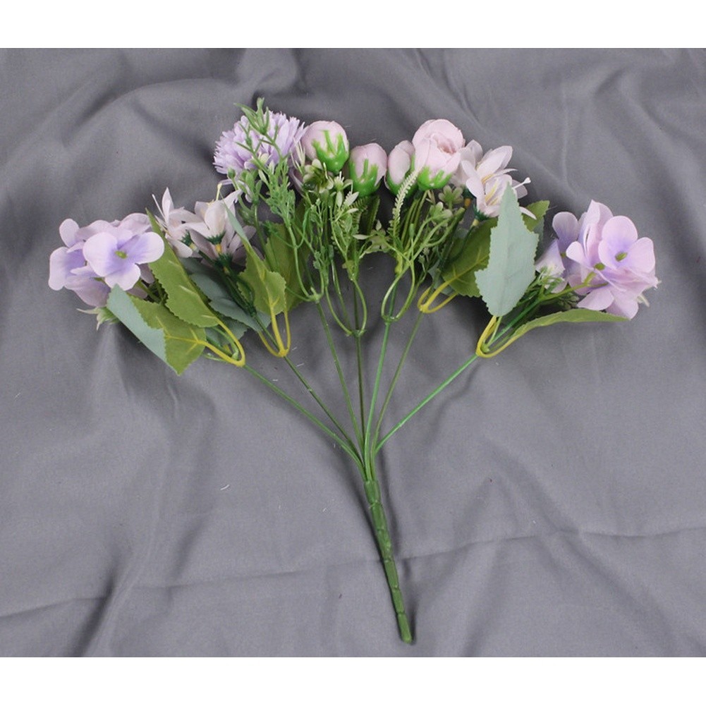 Nordic Style Silk Hydrangea Bouquet 7 Head for Wedding Arch Shelf Mantel Decor