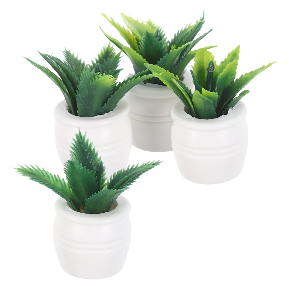 4 Pcs Dollhouse Simulation Potted Plant Mini Fake Plants Miniature Accessories