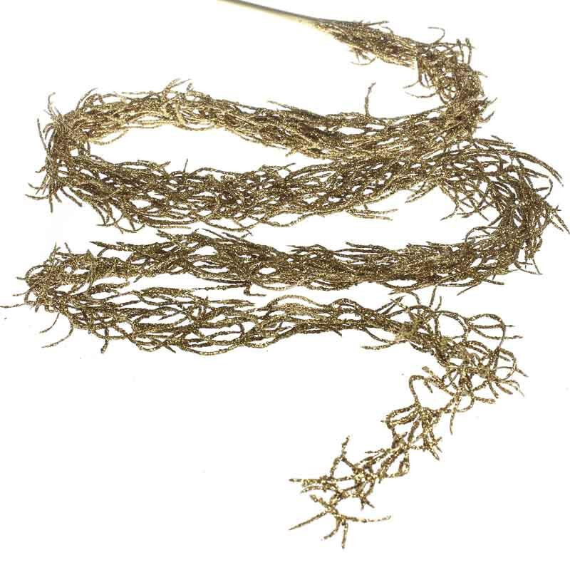 Set of 2 Metallic Gold Mica Glitter Hanging Gold Glittered Spanish Moss Stems