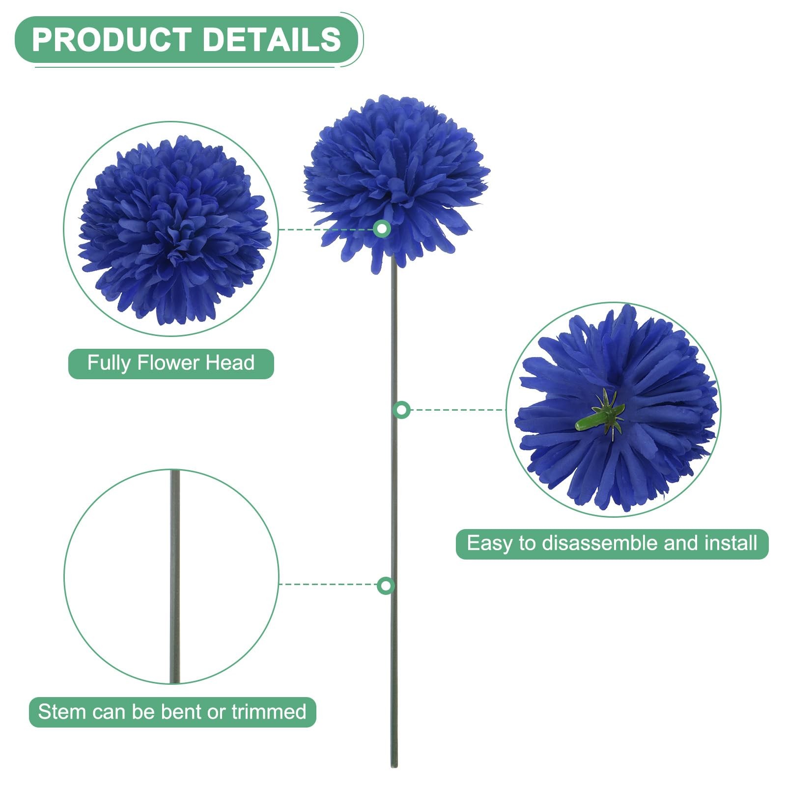 30-Pack Artificial Chrysanthemum Flowers,11 Inch Faux Chrysanthemum Silk Bouq…