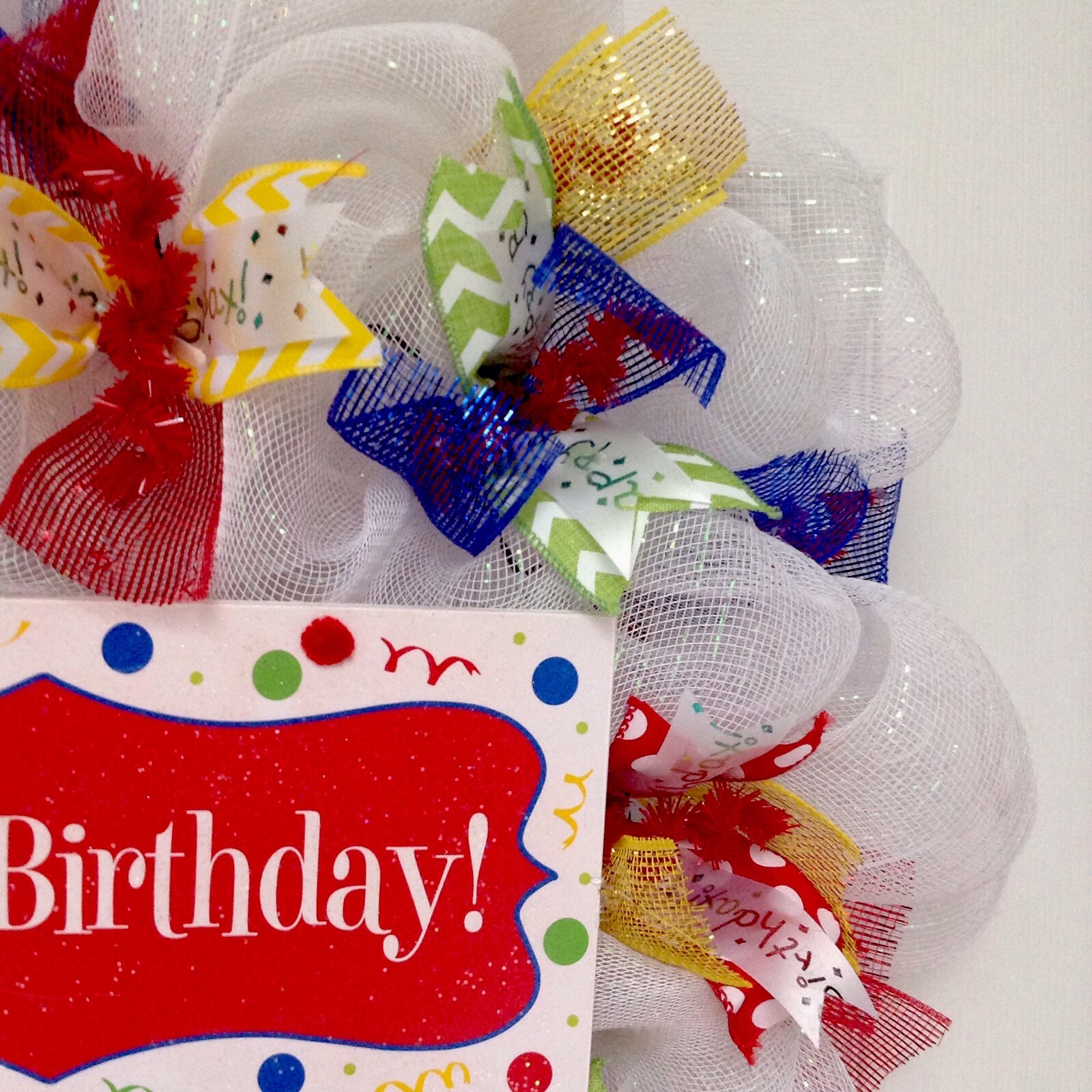 Happy Birthday Party Decoration Deco Mesh Wreath