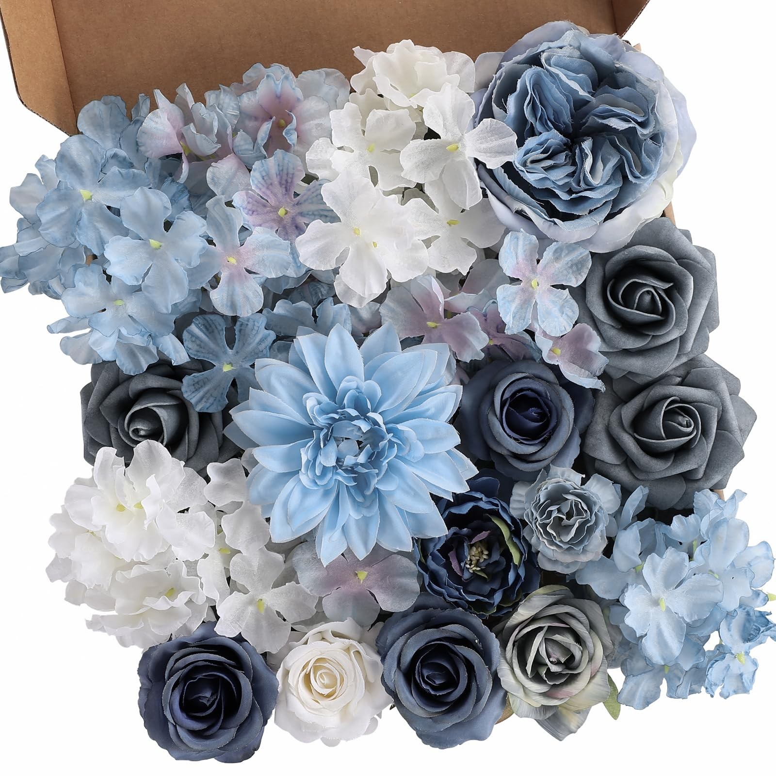 Artificial Flowers Dusty Blue Wedding DIY Bouquet Combo Set Silk Roses